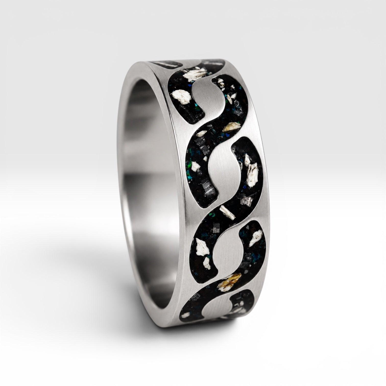 アクセサリー megmog26 Abyssforge | Titanium Ring with Megalodon Tooth & Meteorite