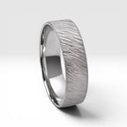 Sterling silver ring with meteorite inspired rugged texture, minimalist handmade unisex band