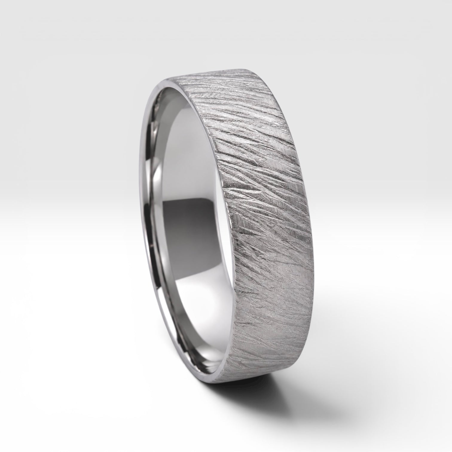 Sterling silver ring with meteorite inspired rugged texture, minimalist handmade unisex band