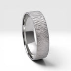 Sterling silver ring with meteorite inspired rugged texture, minimalist handmade unisex band