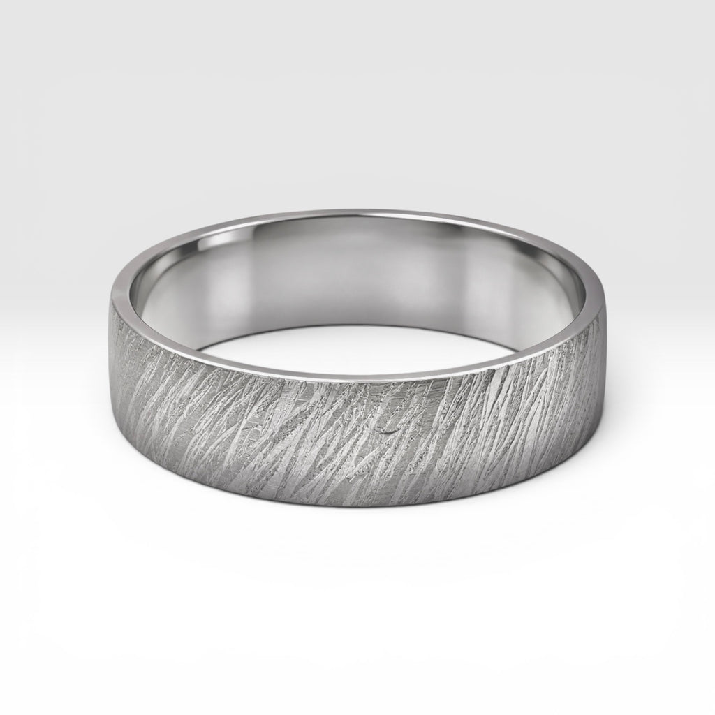 Sterling silver ring with meteorite inspired rugged texture, minimalist handmade unisex band