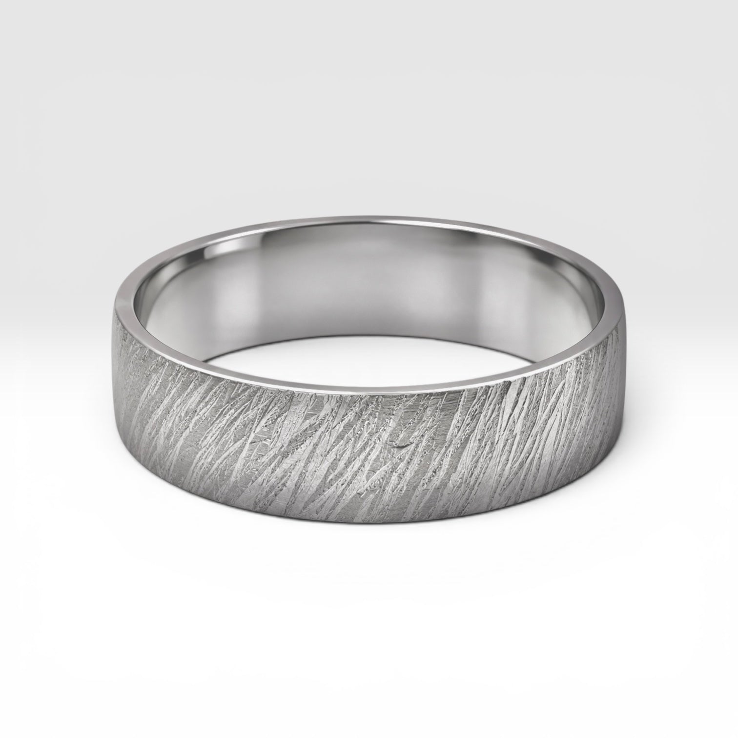 Sterling silver ring with meteorite inspired rugged texture, minimalist handmade unisex band