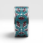 Titanium geometric ring with chrysocolla and cinnabar inlay, bold handcrafted design with blue and red contrast