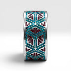 Titanium geometric ring with chrysocolla and cinnabar inlay, bold handcrafted design with blue and red contrast