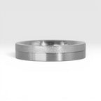 4mm sterling silver women's wedding band featuring two-tone frosted finish and satin finish with architectural groove detail