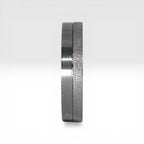 4mm women's wedding band featuring two-tone frosted finish and satin finish with architectural groove detail
