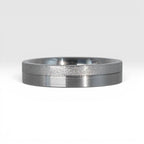 4mm women's wedding band featuring two-tone frosted finish and satin finish with architectural groove detail