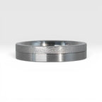 4mm women's wedding band featuring two-tone frosted finish and satin finish with architectural groove detail