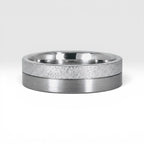 6mm men's wedding band with two-tone frosted and satin finish divided by a precision-cut groove, handcrafted in Utah