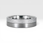 6mm men's wedding band with two-tone frosted and satin finish divided by a precision-cut groove, handcrafted in Utah