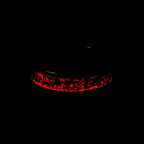 Tungsten ring with meteorite, lava opal and shungite inlay, faceted band with red glow in the dark effect