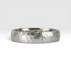 mm domed women's wedding band with hand-hammered finish, bold textured exterior with smooth comfort fit interior