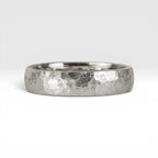 4mm domed women's wedding band with hand-hammered finish, bold textured exterior with smooth comfort fit interior
