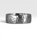 8mm domed men's wedding band with hand-hammered finish, bold textured exterior with smooth comfort fit interior