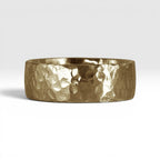 8mm domed men's wedding band with hand-hammered finish, bold textured exterior with smooth comfort fit interior