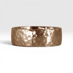 8mm domed men's wedding band with hand-hammered finish, bold textured exterior with smooth comfort fit interior