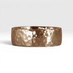 8mm domed men's wedding band with hand-hammered finish, bold textured exterior with smooth comfort fit interior