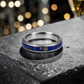 Emberfall rose gold ring featuring meteorite shavings, volcanic stone inlay, and a distressed forged finish handcrafted by Venus Rings.