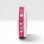 Ceramic ring featuring sea glass fragments and gold leaf with soft pink and teal contrast