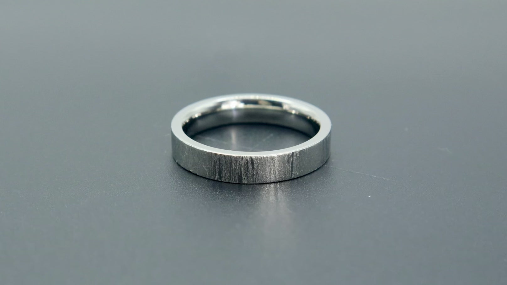 4mm wedding band for women with vertical bamboo-inspired hand-scored texture, minimalist comfort fit design