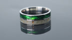 Titanium ring with iridescent paua shell inlay