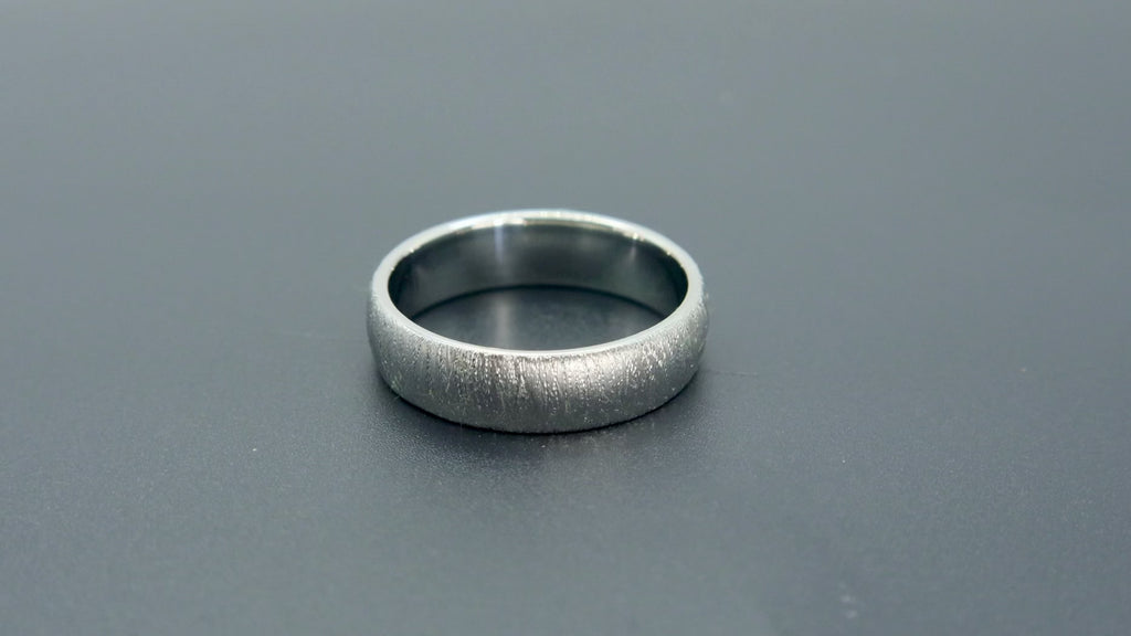 6mm domed men's wedding band with hand-applied diamond burr sparkle finish, polished interior, handcrafted in Utah
