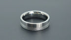 6mm men's wedding band with two-tone frosted and satin finish divided by a precision-cut groove, handcrafted in Utah