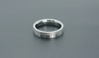 4mm women's wedding band featuring two-tone frosted finish and satin finish with architectural groove detail