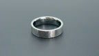 6mm wedding band for men with hand-scored bamboo texture finish, flat profile, polished interior, made in Utah