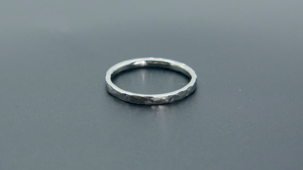 Órbita Roca 2mm hammered stackable ring, flat profile with hand-textured surface, polished interior, made in Utah