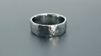 8mm domed men's wedding band with hand-hammered finish, bold textured exterior with smooth comfort fit interior