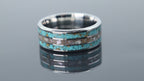 Tungsten ring with turquoise and mother of pearl inlay