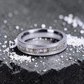 Stellatide titanium ring featuring Bermuda beach sand, Okinawa star sand, and mother of pearl inlay handcrafted by Venus Rings.