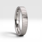 4mm wedding band for women with vertical bamboo-inspired hand-scored texture, minimalist comfort fit design