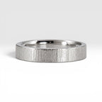 4mm wedding band for women with vertical bamboo-inspired hand-scored texture, minimalist comfort fit design
