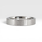 4mm wedding band for women with vertical bamboo-inspired hand-scored texture, minimalist comfort fit design