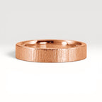 4mm wedding band for women with vertical bamboo-inspired hand-scored texture, minimalist comfort fit design