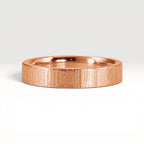 4mm wedding band for women with vertical bamboo-inspired hand-scored texture, minimalist comfort fit design