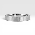 4mm wedding band for women with vertical bamboo-inspired hand-scored texture, minimalist comfort fit design