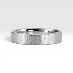 4mm wedding band for women with vertical bamboo-inspired hand-scored texture, minimalist comfort fit design