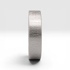 6mm wedding band for men with hand-scored bamboo texture finish, flat profile, polished interior, made in Utah