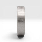 6mm wedding band for men with hand-scored bamboo texture finish, flat profile, polished interior, made in Utah