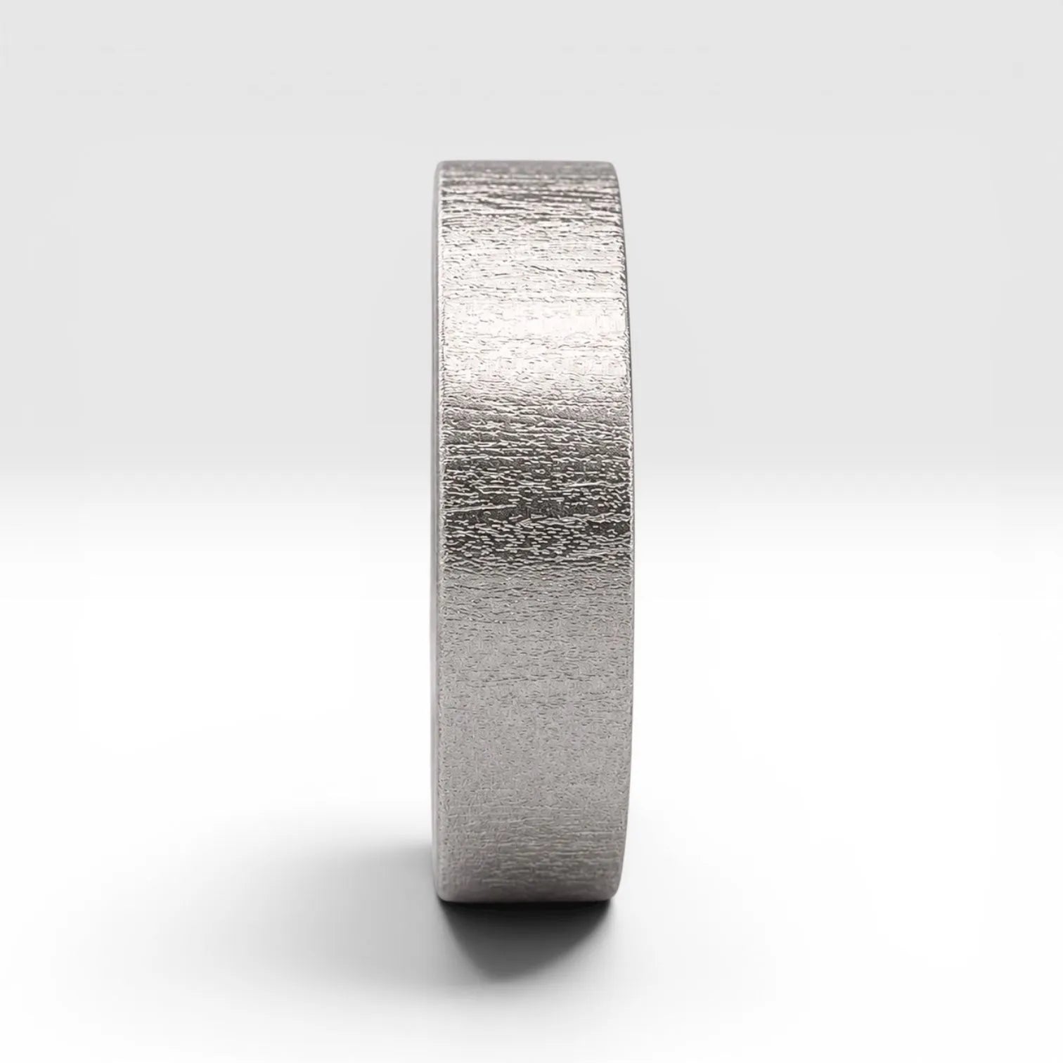 6mm wedding band for men with hand-scored bamboo texture finish, flat profile, polished interior, made in Utah