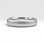 4mm domed women's wedding band with fine vertical texture creating a luminous sparkle effect
