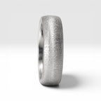 6mm domed men's wedding band with hand-applied diamond burr sparkle finish, polished interior, handcrafted in Utah