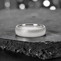 6mm domed men's wedding band with hand-applied diamond burr sparkle finish, polished interior, handcrafted in Utah