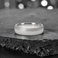 6mm domed men's wedding band with hand-applied diamond burr sparkle finish, polished interior, handcrafted in Utah