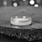 6mm domed men's wedding band with hand-applied diamond burr sparkle finish, polished interior, handcrafted in Utah