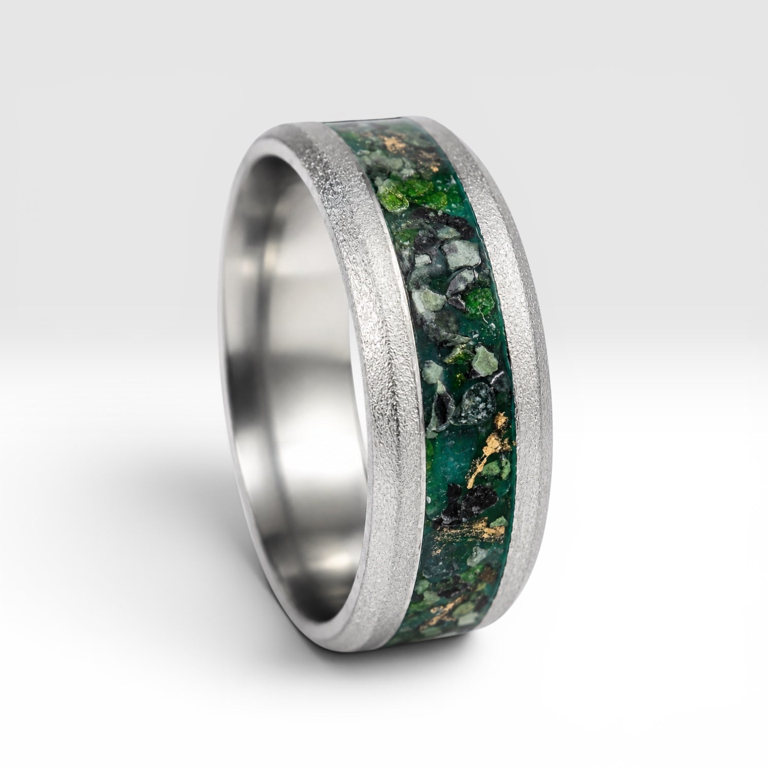 Verdantis | Titanium Ring with Nephrite Jade Inlay | Venus Rings